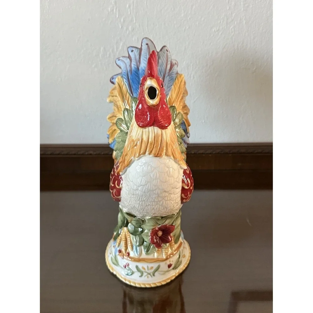 HTF Fritz and‎ Floyd Garden Medley Large Rooster Pitcher 12